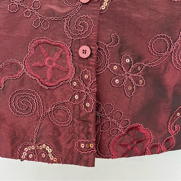 Susan Graver Style Burgundy Sequin Embroidered Jacket - Picture 3 of 14